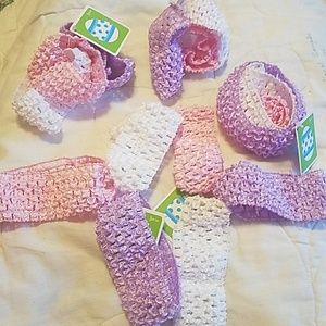 Set of 3 headbands stretchy headbands pink white purple